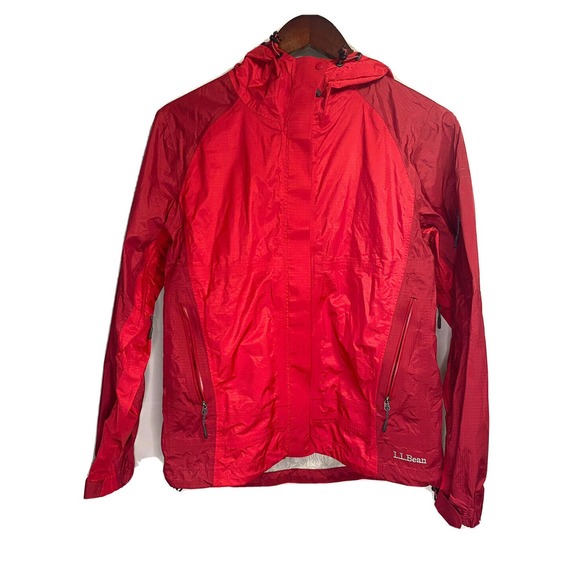 Vintage LL Bean Women’s Windbreaker Rain Jacket GPS Map Interior Red‎ Size Small - Picture 1 of 7